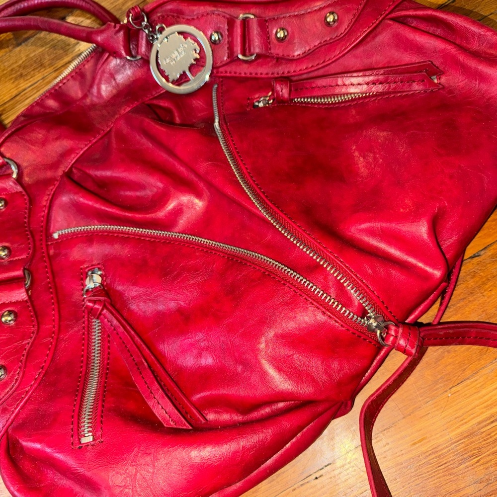 Red Leather Shoulder Bag